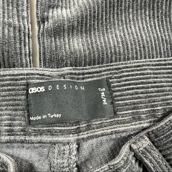 Asos Design Gray Corduroy Straight Cotton Pants Size 24 Tall - Picture 7 of 11